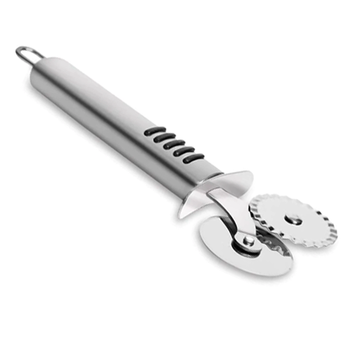 Pastry Ravioli Double Cutter Wheel Made of Stainless Steel with Aluminum Handle Silver 2-inches by Topenca Supplies