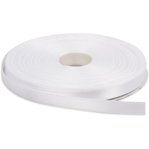 Topenca Supplies 3/8 Inches x 50 Yards Double Face Solid Satin Ribbon Roll, White