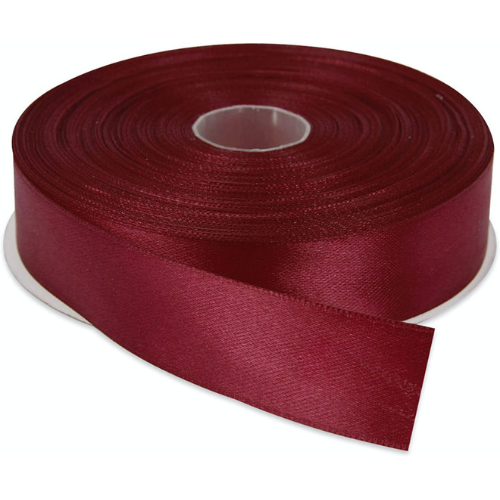 Topenca Supplies 1 Inch x 50 Yards Double Face Solid Satin Ribbon Roll, Burgundy