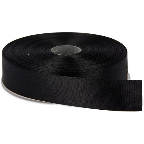 Topenca Supplies 1 Inch x 50 Yards Double Face Solid Satin Ribbon Roll, Black