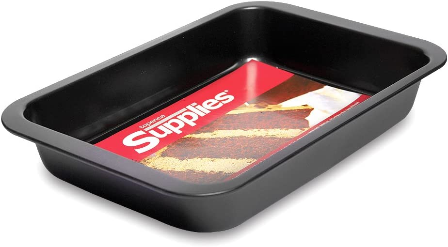 Rectangle Cake Pan 13 inch, ideal for Baking Made of Non-Stick Black Aluminum for Home Kitchen and Catering