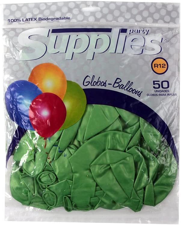 12" Solid Metallic Apple Green Latex Balloons 50-Pack Multiple Colors Available by Topenca Supplies Party