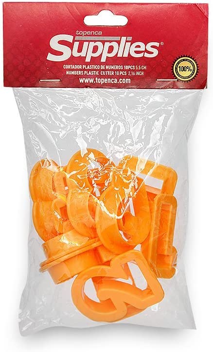 2" Number Cookie Cutter Set of 10 Pieces Plastic Orange by Topenca Supplies