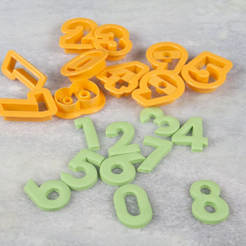 2" Number Cookie Cutter Set of 10 Pieces Plastic Orange by Topenca Supplies