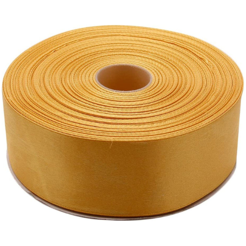 Topenca Supplies 1-1/2 Inches x 50 Yards Double Face Solid Satin Ribbon Roll, Gold